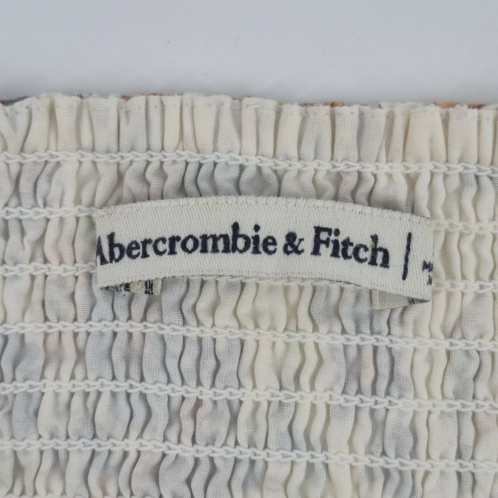 Abercrombie &‎ Fitch Floral Puff Sleeve Poplin O-Ring Crop Top Blouse Women's M